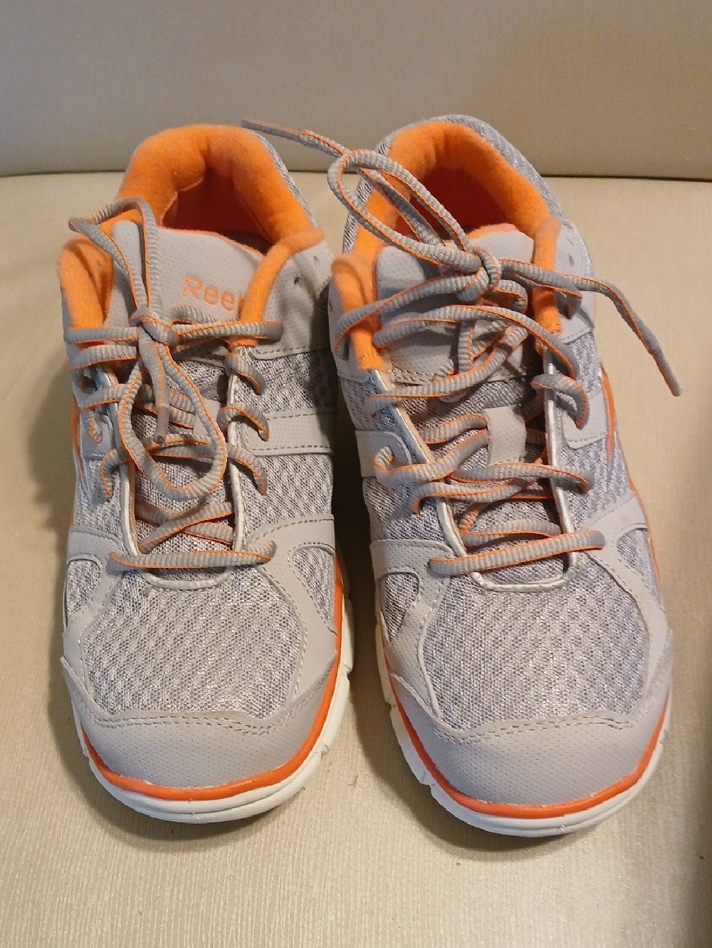 Reebok Light Gray and Orange Athletic Sneakers